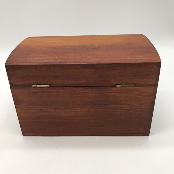 Small Wooden Curved Top Box Hinged Latch Storage Crafts Jewelry Keepsakes Cards - Picture 8 of 10